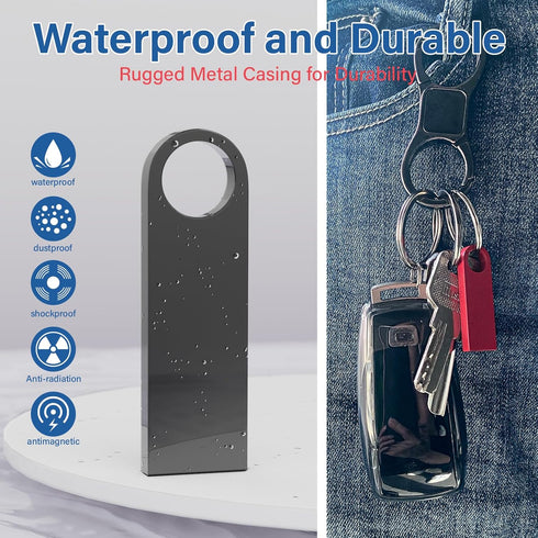 Wooolken 5 Pack 4GB 2.0 USB Flash Drive with Keychains, Sleek Metal USB Thumb Drives Memory Stick for PC Laptop