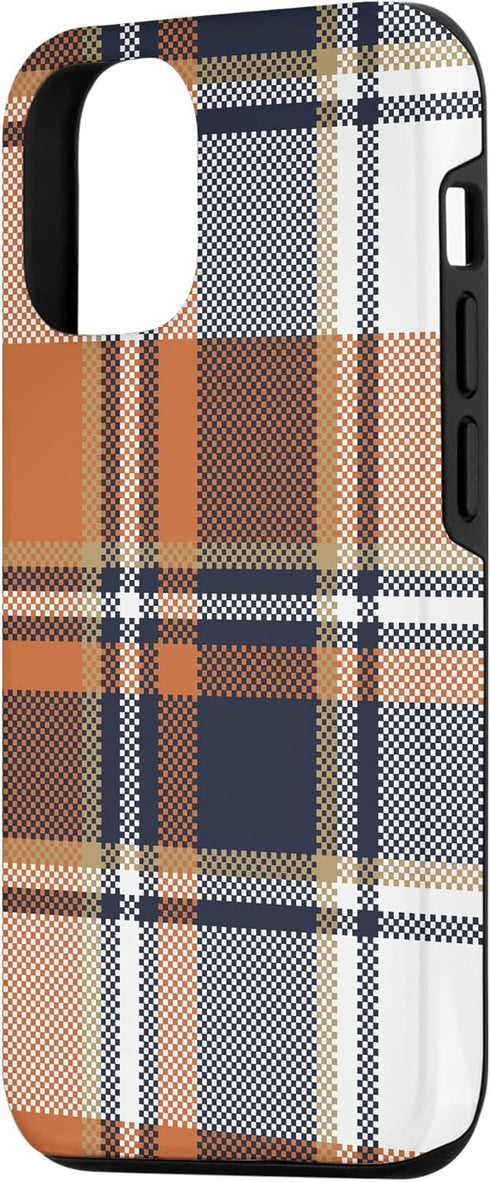 iPhone 12/12 Pro Navy Black and Orange Plaid Halloween Fall Autumn Pumpkins Case