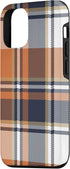 iPhone 12/12 Pro Navy Black and Orange Plaid Halloween Fall Autumn Pumpkins Case