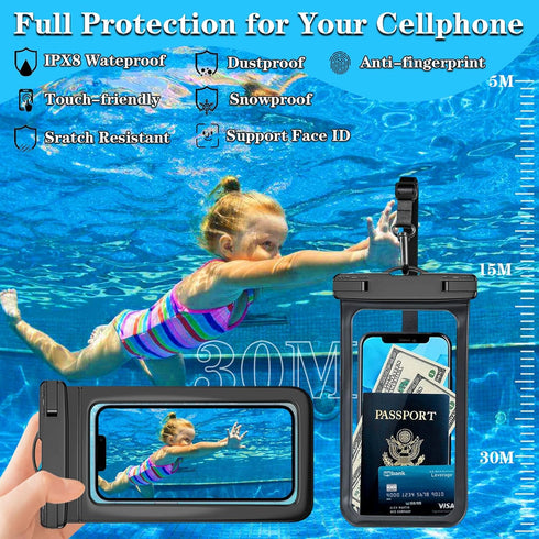 4 Pack Multicolor Universal Waterproof Phone Pouch, Large Dry Bag for Apple iPhone, Samsung, up to 7.5"