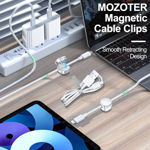 8 Pack Upgraded Magnetic Cable Clips & Silicon Cable Ties, Cord Holder for Under Desk Cable Management