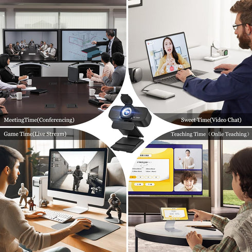 SZGIARUY 1080P Computer-Style1 Full HD Webcam with Built-in Microphone and Rotatable Tripod, Privacy Cover, for Desktop