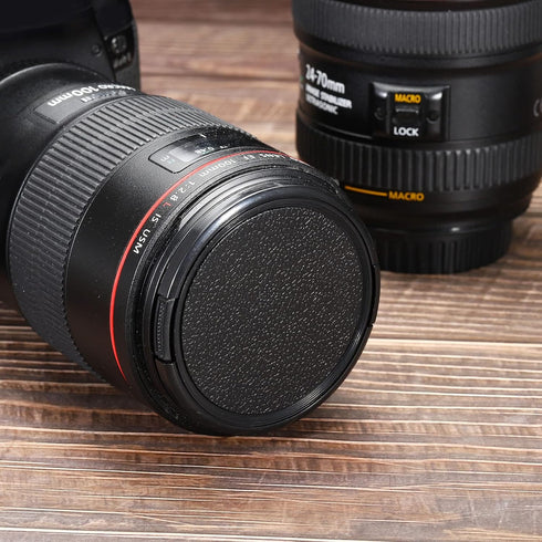 PATIKIL 2 Pack Camera Lens Cap, Sides Pinch Front Lens Cover with Microfiber Cleaning Cloth for 49mm Universal DSLR