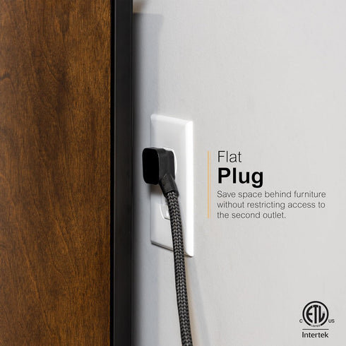 GE 6-Outlet Surge Protector, 6 Ft Braided Extension Cord Power Strip, Flat Plug, Adapter Spaced for Home, School, Office