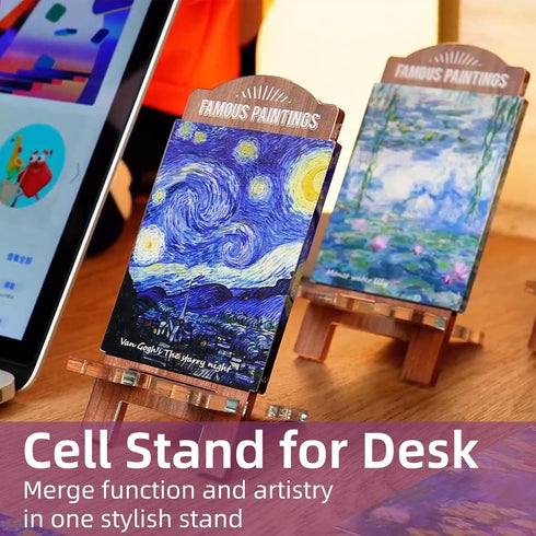 MorisWos Set Creative Masterpiece Painting Board Phone Stand for Stylish Desktop Display Complete of Acrylic