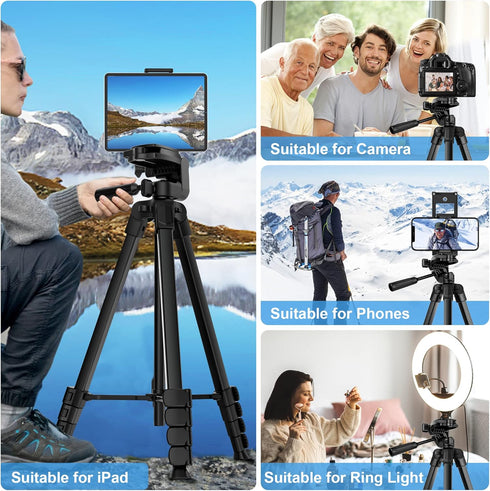 67" Phone Tripod, MACTREM Stand for iPad iPhone Tablet Camera with 2 in 1 Mount & Wireless Remote for Video Recording