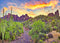 BELECO 7x5ft Arizona Desert Backdrop - Fire-Like Sky Mountain Landscape with Saguaro Cactus for Photography