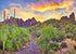 BELECO 7x5ft Arizona Desert Backdrop - Fire-Like Sky Mountain Landscape with Saguaro Cactus for Photography