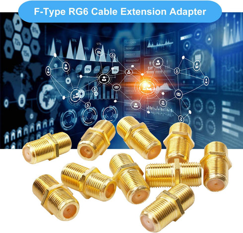 Coaxial Cable Connector F-Type RG6 Cable Extension Adapter (20 Pack)