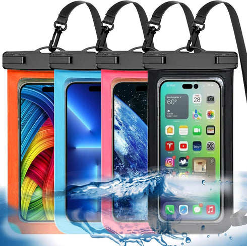 4 Pack Multicolor Universal Waterproof Phone Pouch, Large Dry Bag for Apple iPhone, Samsung, up to 7.5"
