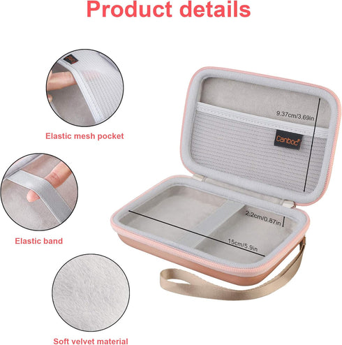 Canboc Carrying Case for MacBook Air Pro Charger, Hard EVA Bag for MagSafe/MagSafe 2 Power Adapter, Rose Gold