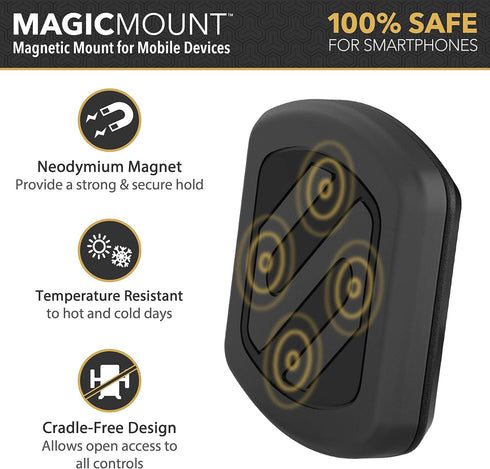 Scosche MAG12VB MagicMount Universal Magnetic Car Phone Holder, Cigarette Lighter Mount with USB Charger, Easy Magnet Mounting for iPhone, iPad, Smartphones, Tablets, and All Devices