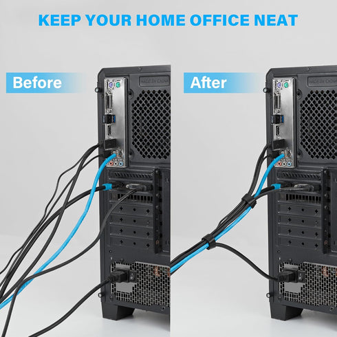 70 PCS Reusable Cable Ties with Hook and Loop, Adjustable Cable Management Wire Ties & 10 PCS Cable Labels, Black+White