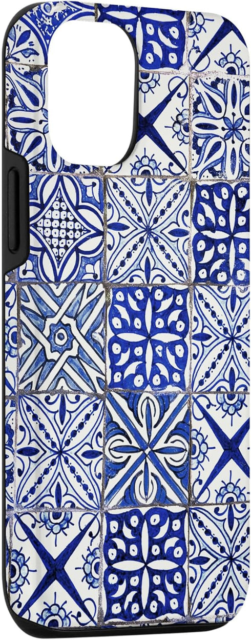 Blue and White Portuguese Tile Pattern Case for iPhone 12/12 Pro, Mediterranean Art Design