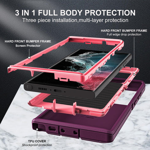Samsung Galaxy S22 Ultra Case, Military Grade Shockproof/Dust Proof with 2Pcs Self Healing TPU Screen & Camera Lens