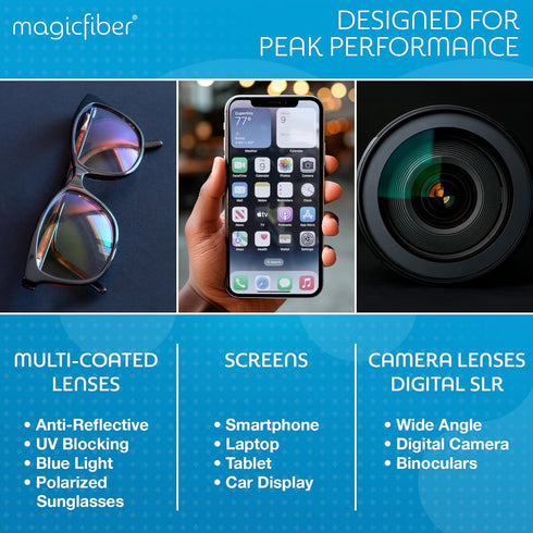 MagicFiber Microfiber Cleaning Cloth, 6 pack - Premium Cloth for Glasses, Lens, Screens & More