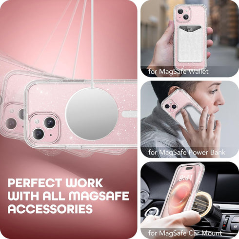 TIESZEN Magnetic Case for iPhone 15, Built-in 9H HD Tempered Glass Screen Protector, Dustproof Design
