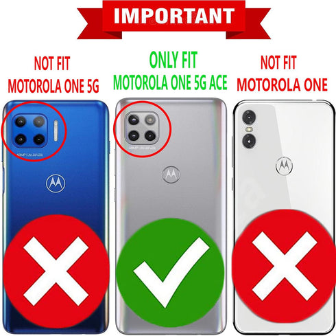 STARSHOP Compatible Motorola One 5G Ace Phone Case - Military Grade Shockproof Protective Cover with Tempered Glass