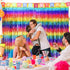 Sparkly Rainbow Foil Fringe Curtain, Metallic Streamers Tinsel Party Backdrop Decorations - 2 Packs