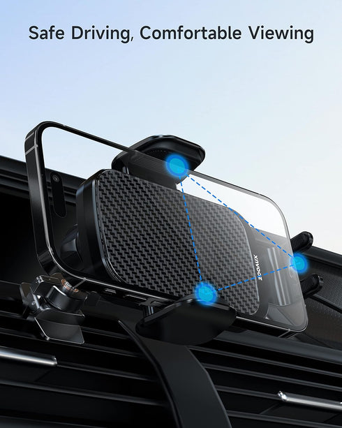 ZOOAUX Wireless Car Charger Vent Mount, 15W Fast Charging Auto-Clamping Car Phone Holder for iPhone and Samsung