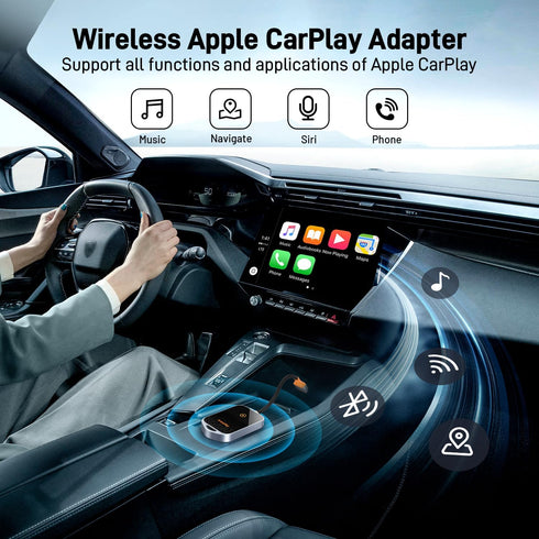 Wireless CarPlay Adapter for iPhone, 5.8GHz Carplay Wireless Adapter Converts Wired to Wireless, Fast Stable Connect