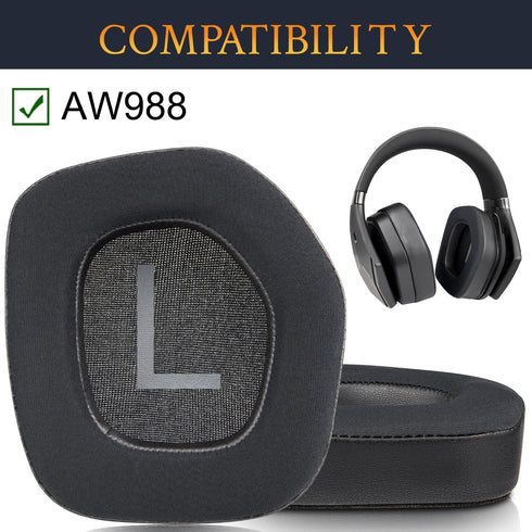 SOULWIT Cooling Gel Earpads Replacement for Alienware AW988 (AW 988) Wireless Gaming Headset, Ear Pads Cushions with Noise Isolation Foam - Black