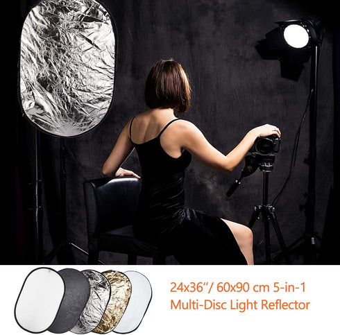 FIEWSZIHU 24x36 Inches/ 60x90 cm 5 1 Photo Light Reflector in Diffuser Photography Collapsible with Bag and Reflector