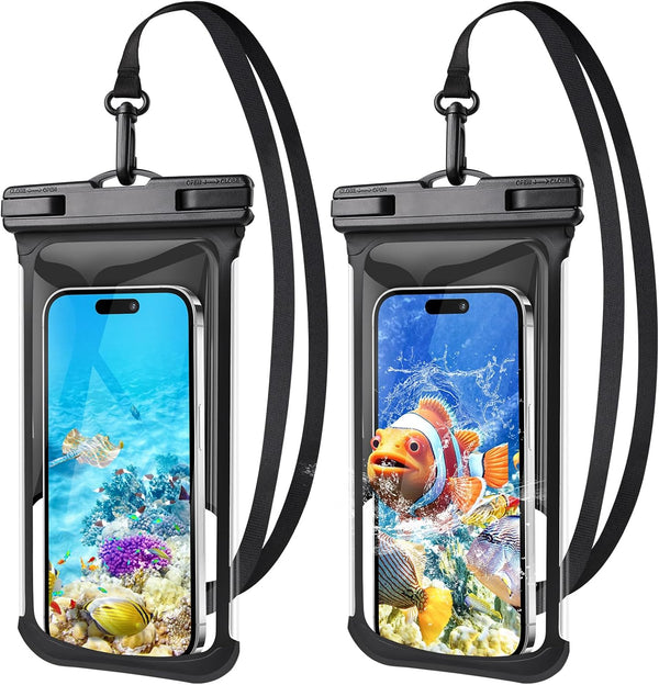 2 Pack Waterproof Phone Pouch, IPX8 Waterproof Phone Case for 15/14/13/12/11 Pro Max Plus Samsung Up to 7.5",