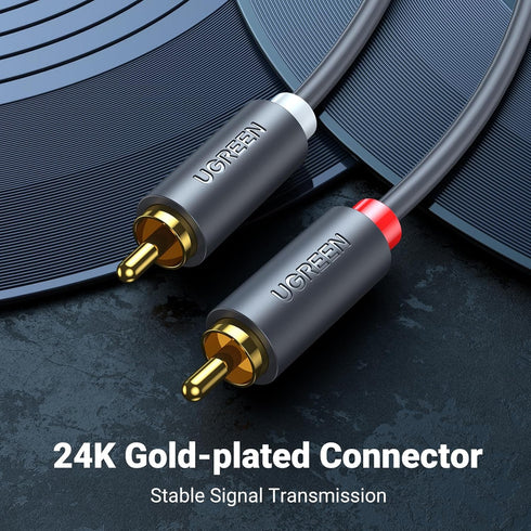 UGREEN RCA Cable, 6.6FT, 2RCA Male to 2RCA Male, Gold Plated, Dual Shielded Red and White Cord