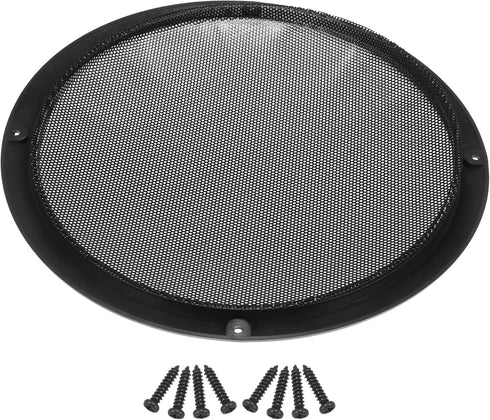 X AUTOHAUX 2pcs 10" Speaker Grille Cover, Round Subwoofer Grille Horn Protective Guard, Silver Tone Car Accessories