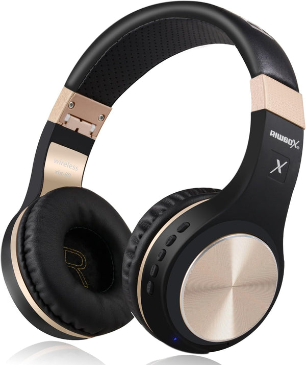 Riwbox XBT-80 Bluetooth Headphones, Folding Stereo Wireless Over Ear Headset with Microphone and Volume Control