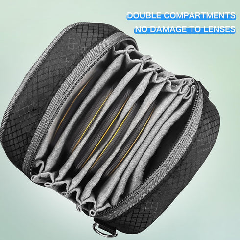 Lightdow Detachable Camera Filter Bag, 8-Slot Lens Filter Carry Case with Belt Loop Pouch for 37mm-95mm Filters