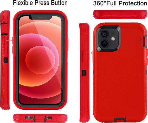 for iPhone 12/12 Pro Case 6.1" with 2 Screen Protectors, Full Body Rugged Heavy Duty Military Grade Shockproof