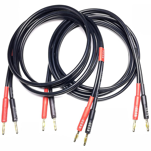 CESS-037-3f Banana Plug Male to Male Speaker Cable 12 Gauge, 2 Cables (3 FEET)