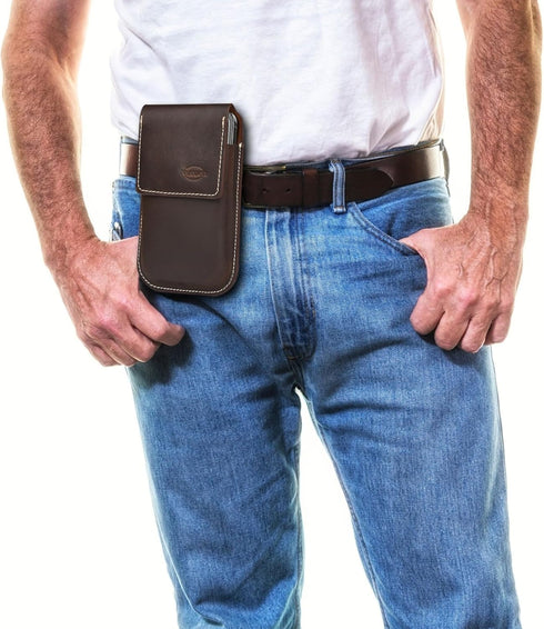 Genuine Leather Phone Holster with Belt Clip, Cell Phone Pouch for iPhone and Smartphone, Leather Phone Case