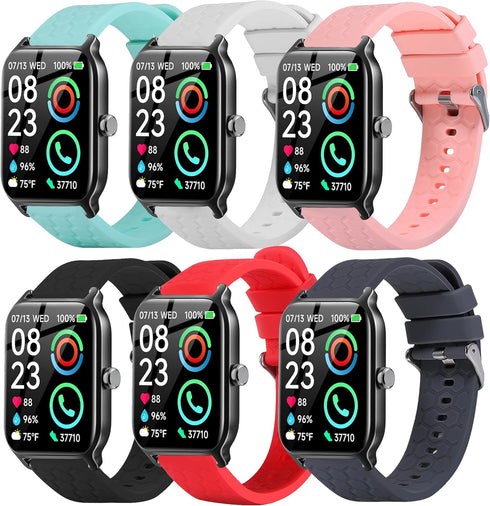6Pack Soft Silicone Sport Bands Compatible with Fitpolo Smart Watch IDW13, 22mm Strap for Fitpolo IDW13