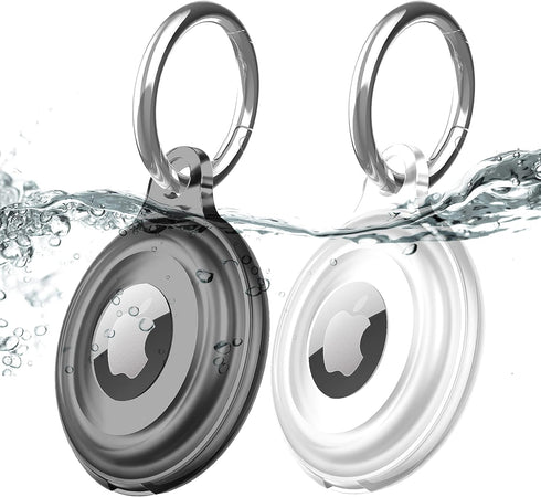 2 Pack IPX8 Waterproof AirTag Keychain Holder Case, Lightweight Anti-Scratch Soft Full-Body Shockproof Holder for