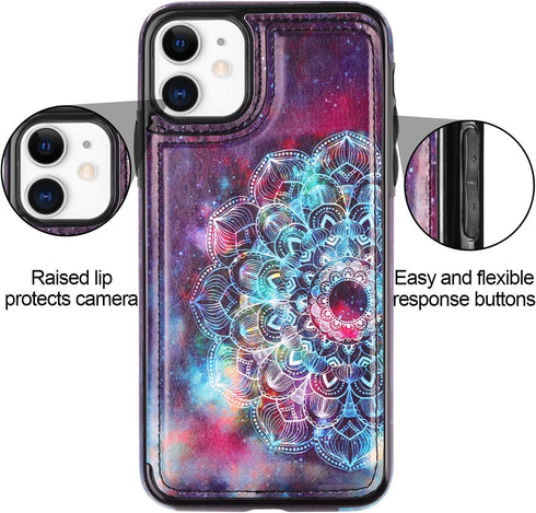 HianDier Wallet Case for iPhone 11 6.1-inch, Slim Protective Case with Credit Card Slot Holder, Magnetic Closure Cover