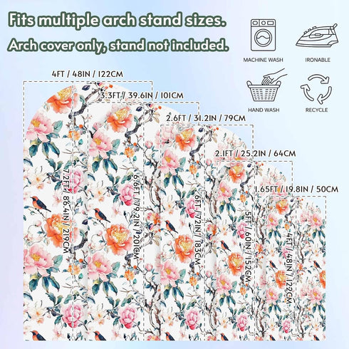 Jnbasdffb 7.2 Floral Blossom Wedding Arch Cover,Stretchy Spandex Arch Backdrop Stand Covers FT,Farmhouse Oil Painting