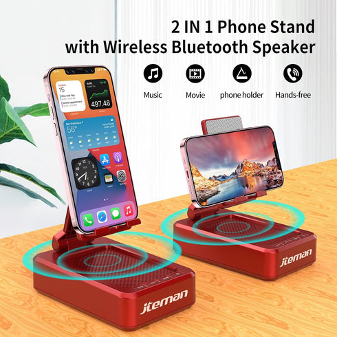 JTEMAN Portable Wireless Bluetooth Speakers with Phone Stand, Gifts for Women and Men, Compatible with iPhone/Samsung