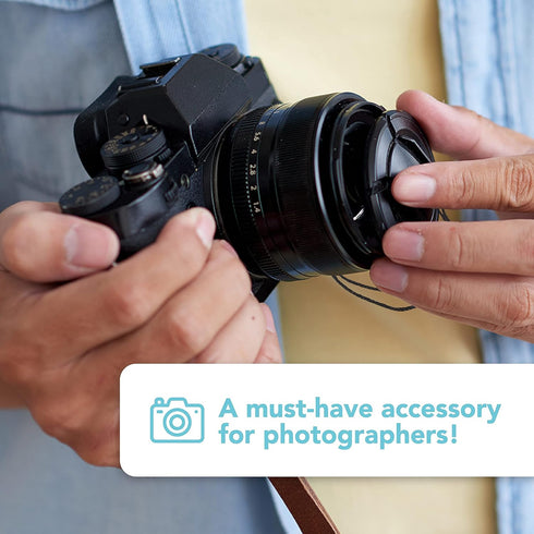 Foto&Tech Camera Lens Cap Leash with Elastic String for Universal DSLR SLR Evil Mirrorless Cameras (x10)