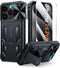 FNTCASE iPhone 15 Pro Case: Heavy Duty Black Bumper, Military Grade Drop Protection, Kickstand & Textured Grip.