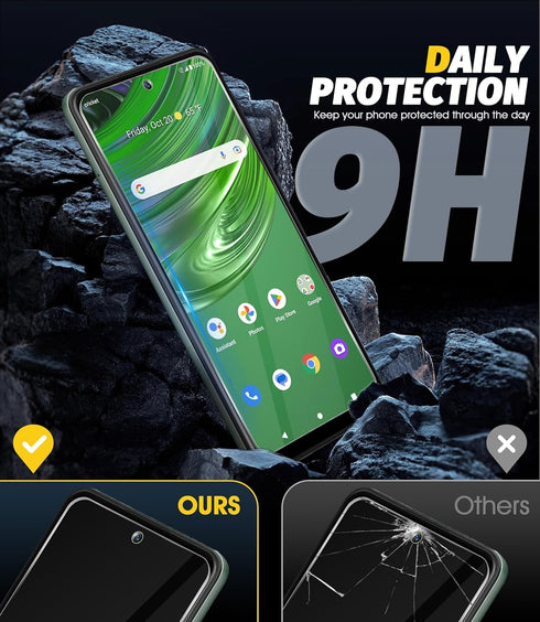 (3 Pack) Orzero Tempered Glass Screen Protector Compatible for Cricket Outlast/AT&T Jetmore, Precise Front Camera Cutouts HD Anti-Scratch Bubble-Free