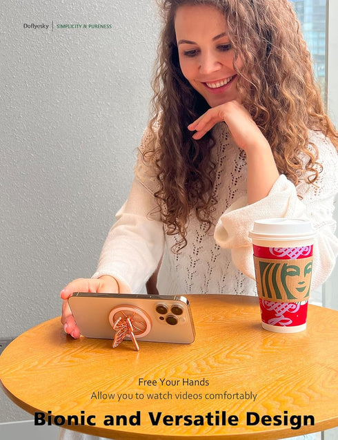 2024 Upgrade Magnetic Phone Grip Compatible with MagSafe - Butterfly Phone Grip Holder Finger Kickstand for MagSafe,