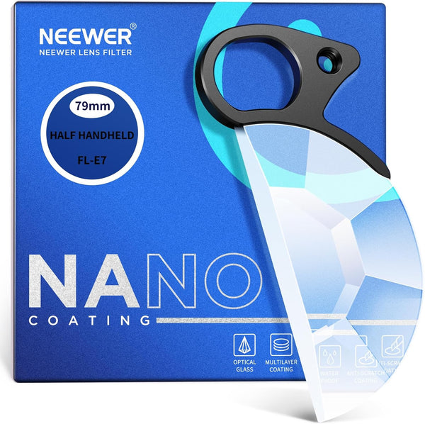 NEEWER 79mm Handheld Half Moon Kaleidoscope Prism Lens Filter - K9 Optical Crystal with Hand Grip, 1/4" Threaded Hole