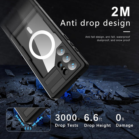 Losin Waterproof Magnetic Case for Galaxy S24 Ultra, Compatible with MagSafe, IP68 Full Body Shockproof Case
