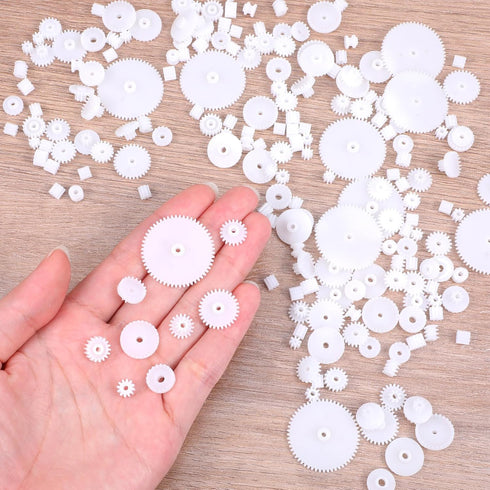 Fiyooau 200PCS 0.5 Set Module Plastic Gears for Small Motors - White Single Gear Spindle Gear for DC Motor RC Car Robot