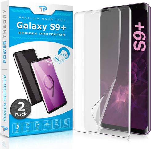 Power Theory Screen Protector for Samsung Galaxy S9 PLUS, Flexible Film, Easy Install Kit, 2 Pack