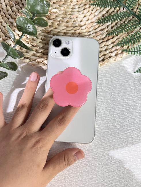Cartoon Flowers Phone Grip Stand, Cute Clear Cell Phone Holder, Expandable Collapsible Accessory with Transparent Base