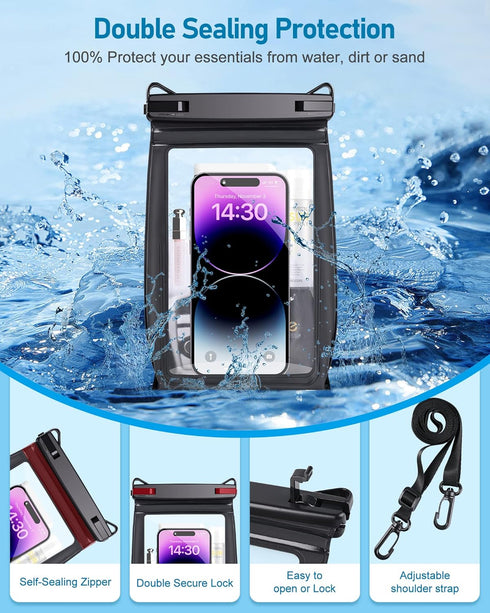 Large Waterproof Phone Pouch, Floating Dry Bag for iPhone 14 13 12 11 Pro Max Galaxy S22 S21, Universal Dry Pouch for